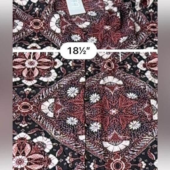 Maurices Black Red & White Floral Button Down Short Sleeve Blouse Size XS NEW - Picture 7 of 8